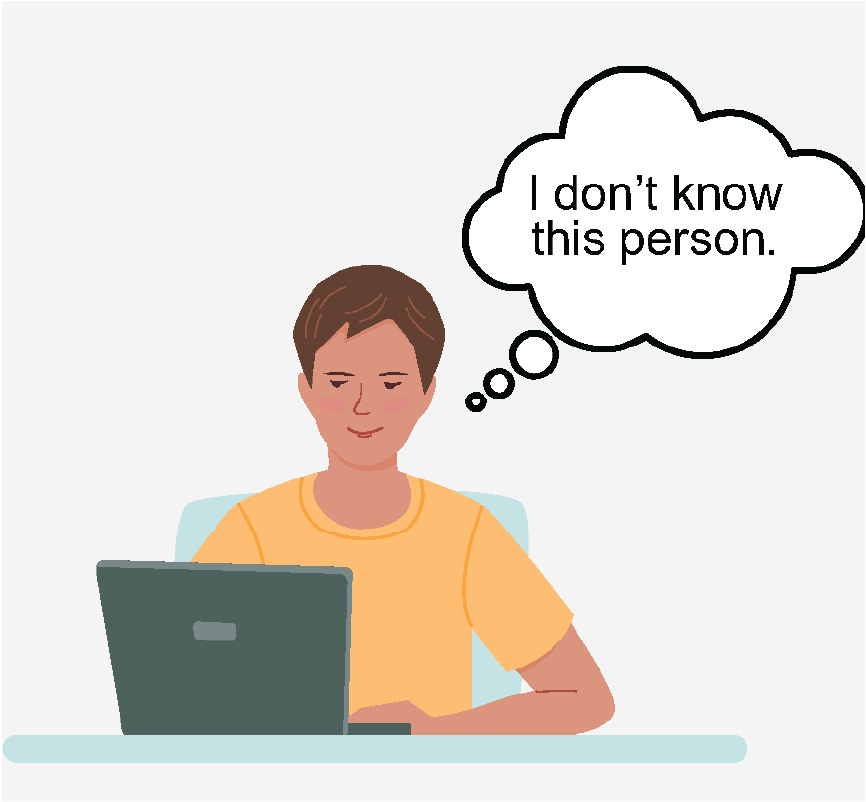 A man looking at a laptop and thinking, 