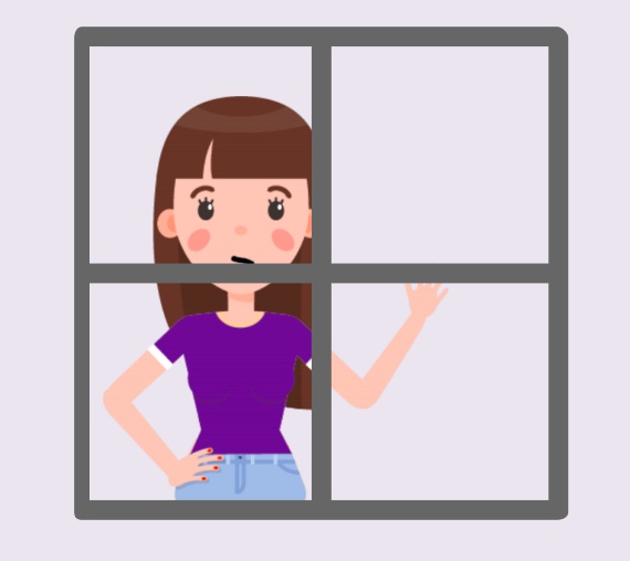 A girl looking out a window.
