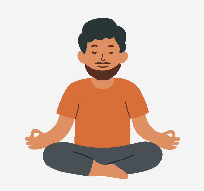 A man sitting cross-legged and meditating with his eyes closed.