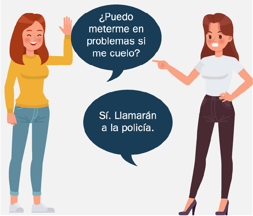 • Una mujer está levantando la mano mientras la mujer frente a ella señala con el dedo.