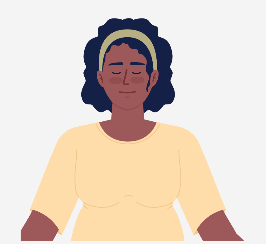 A relaxed woman with her eyes closed.