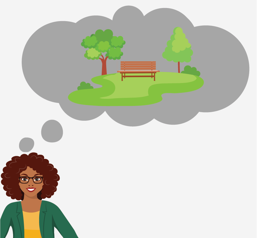A woman thinking of the park.