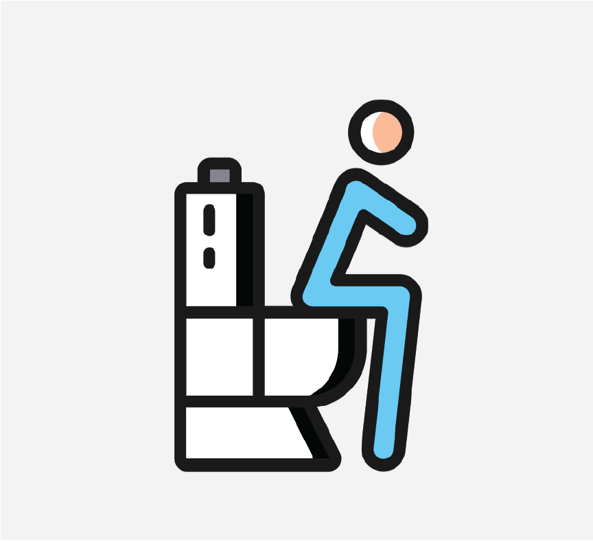 A figure sitting on a toilet.