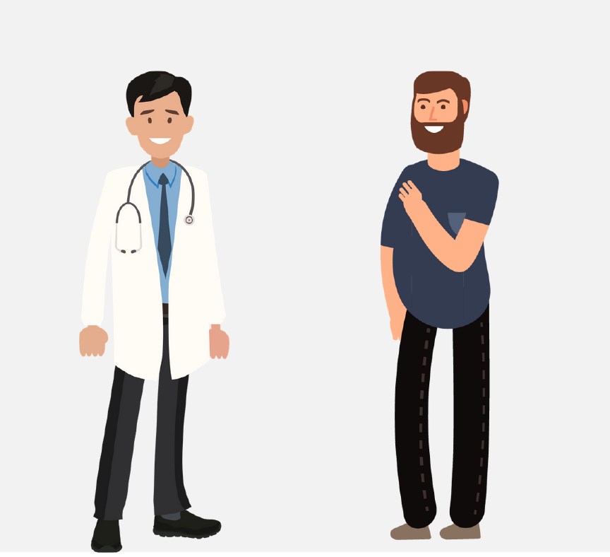 A doctor and a man standing across from each other.