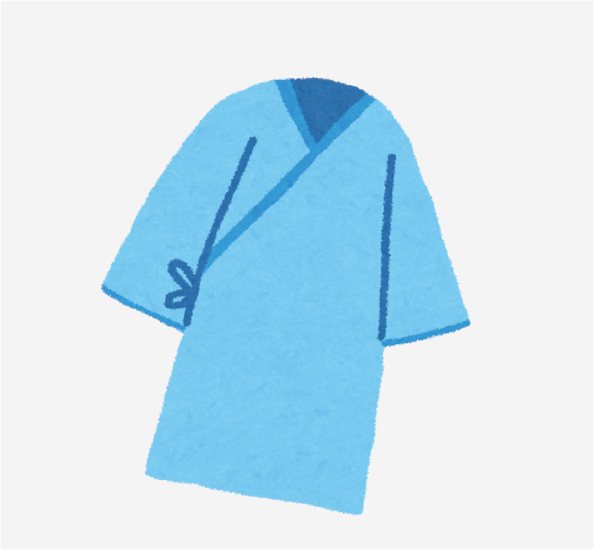 A blue hospital gown.