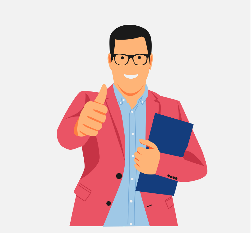 Man with glasses giving the thumbs-up sign.