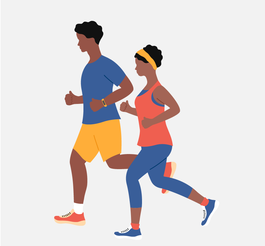 Man and woman jogging for exercise.