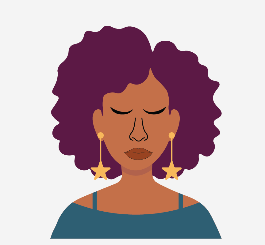 A woman with her eyes closed.