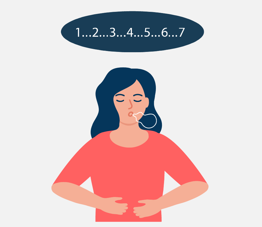 A girl counting to seven while she is breathing.