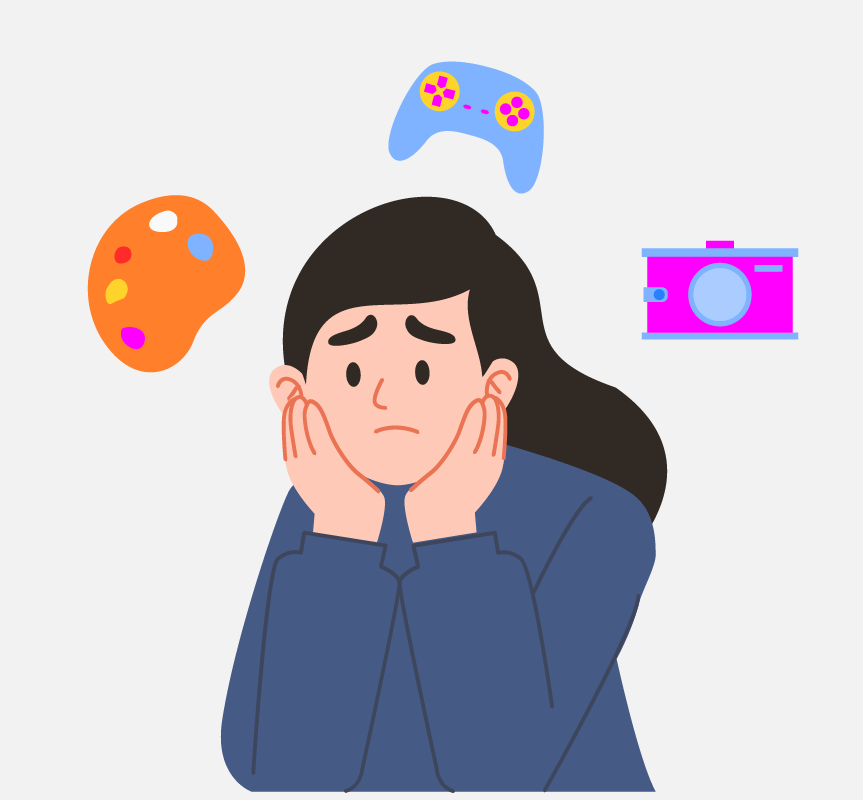 A sad girl thinking about art, video games, and photography.