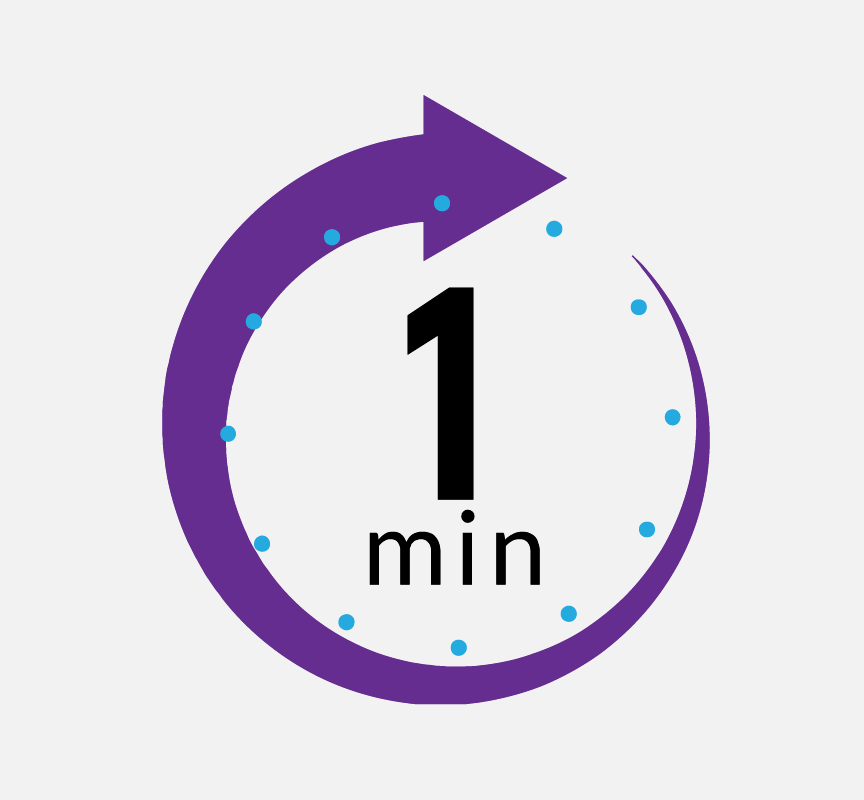 A timer showing one minute.