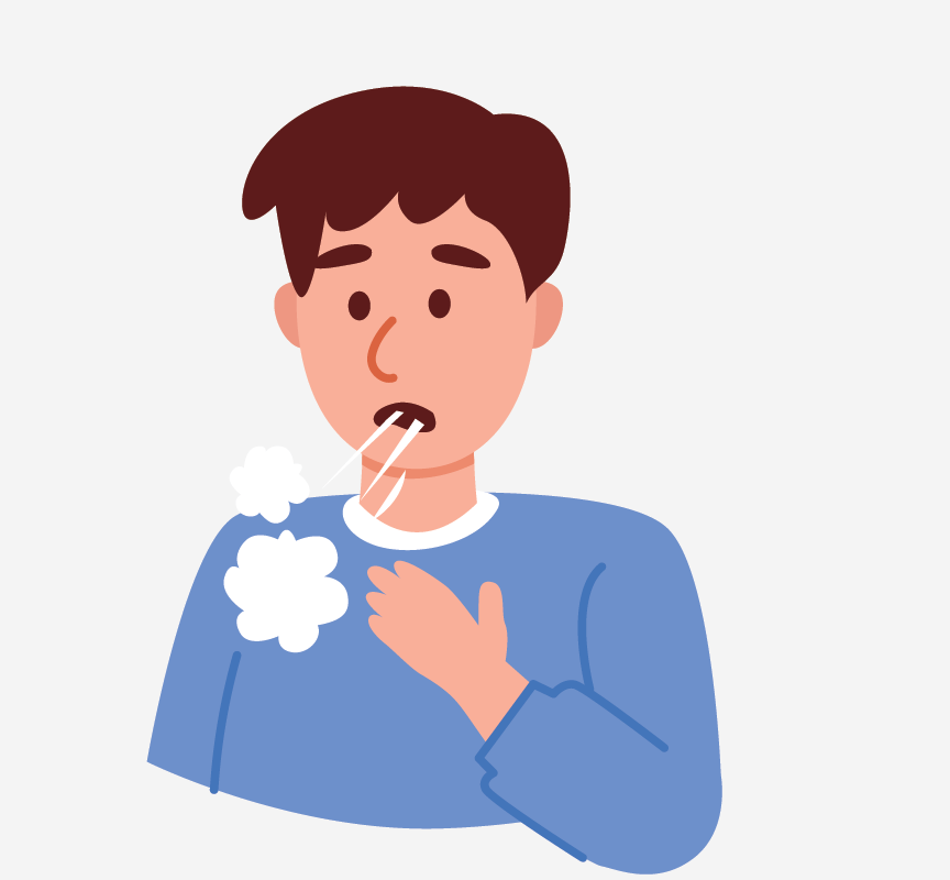 A boy breathing slowly.