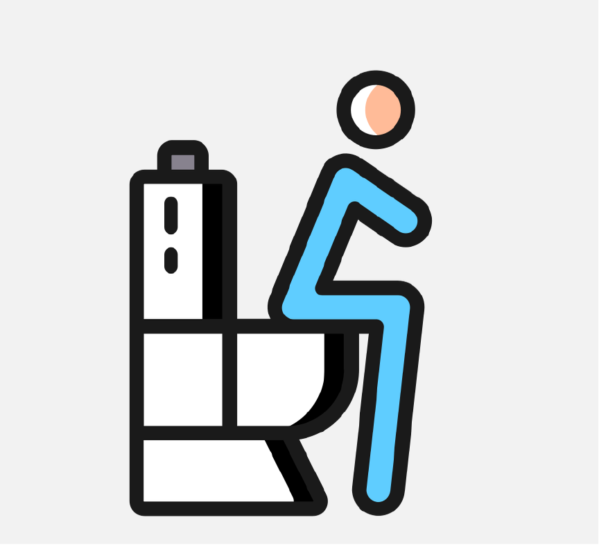 A figure sitting on a toilet.