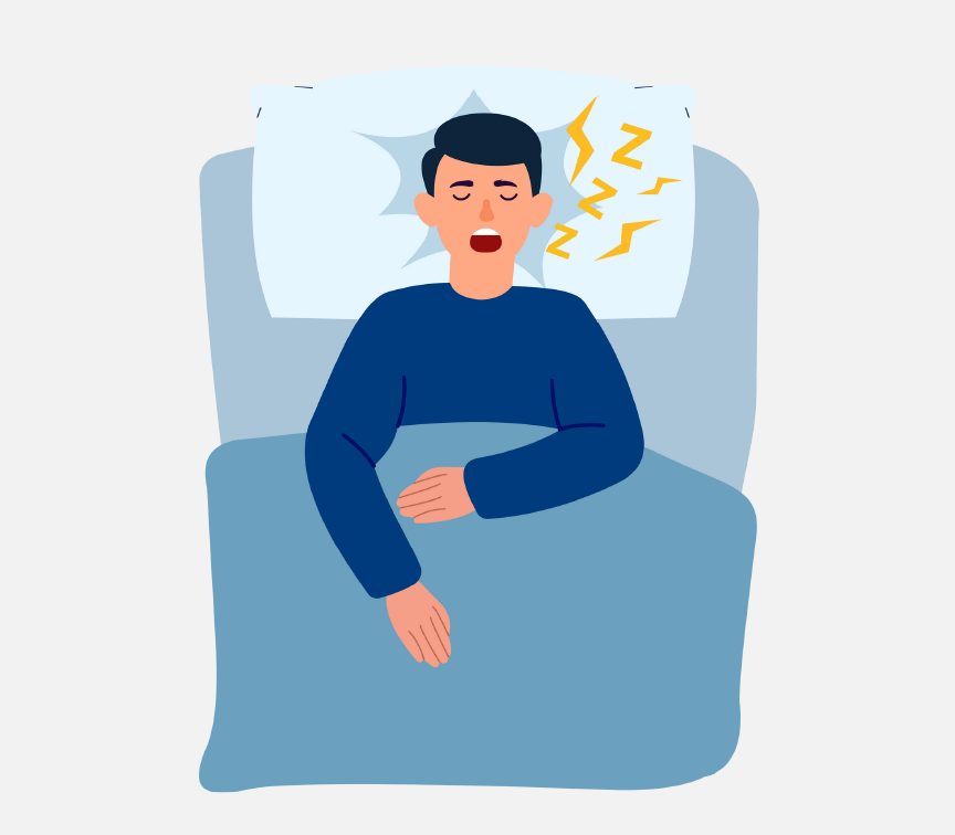 A man is sleeping in his bed.