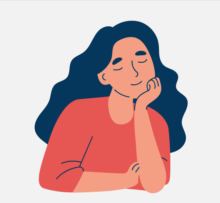 A relaxed-looking girl resting her head in her hand.