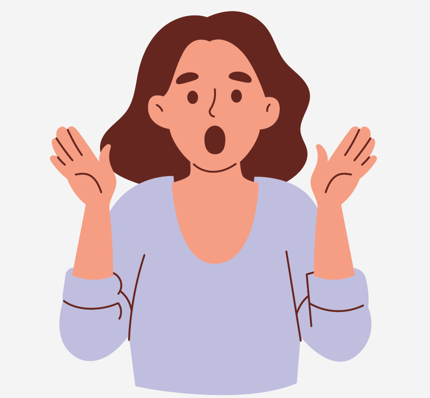A woman with a surprised face.