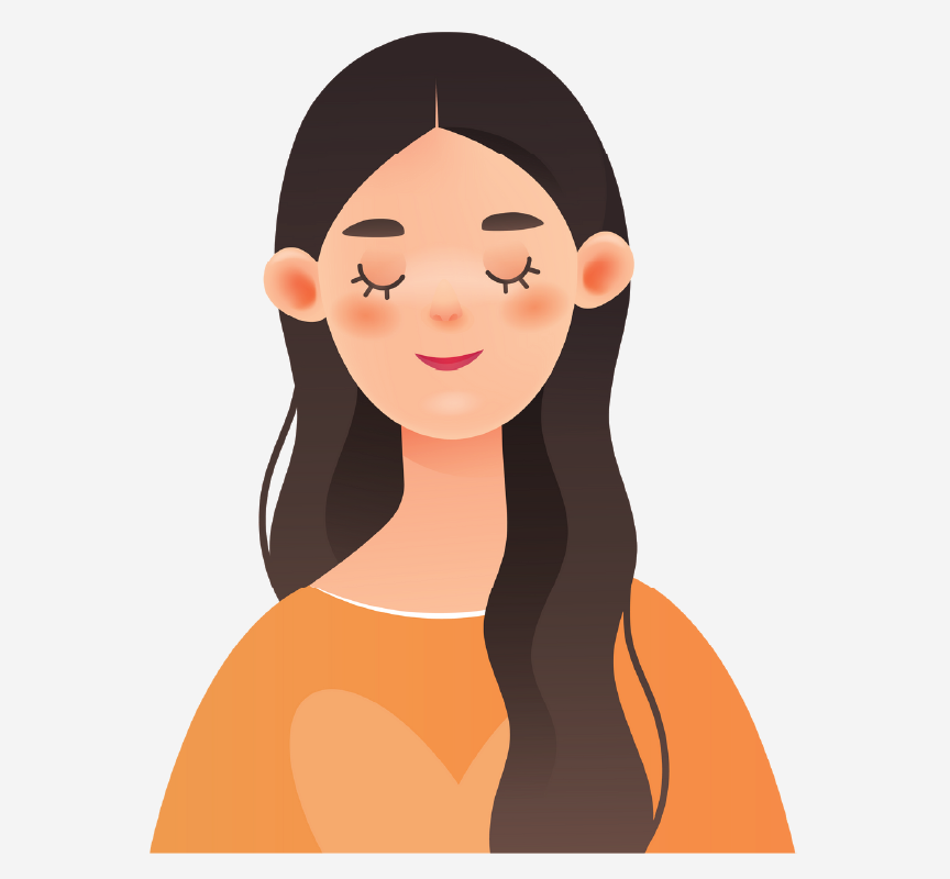 A girl with her eyes shut.