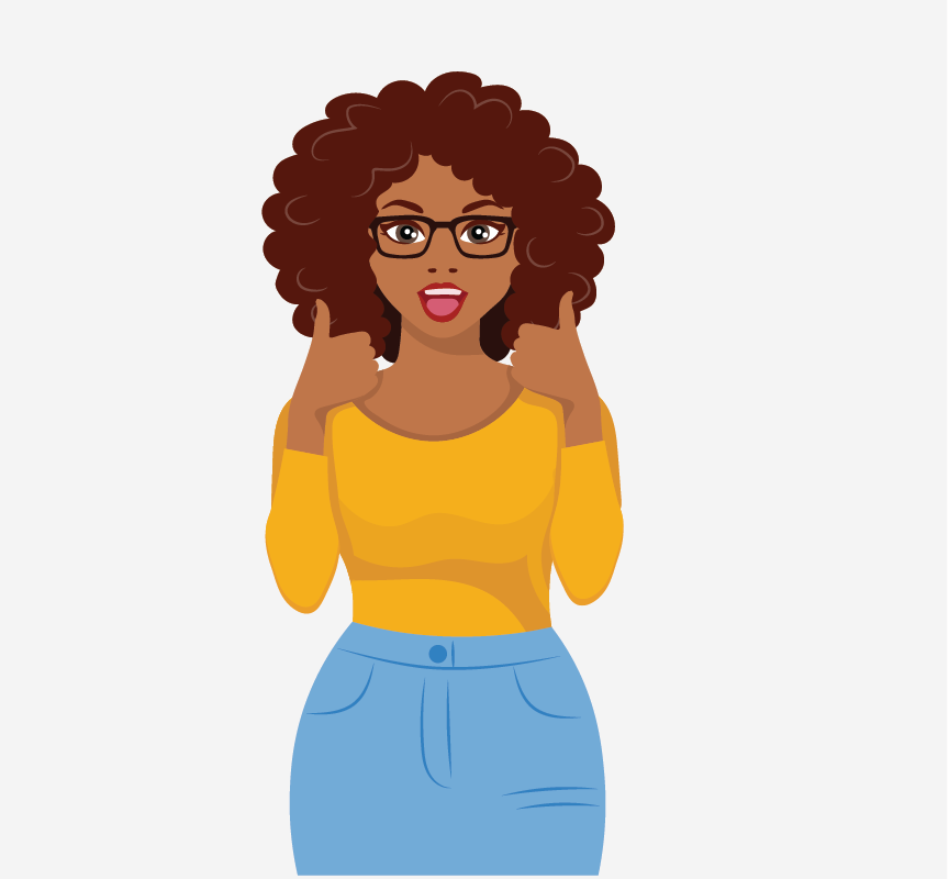 A woman giving a thumbs up.