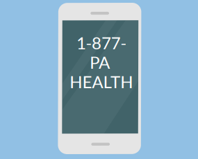 A phone with the number 1-877-PA HEALTH.