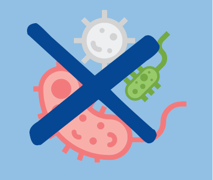 A cartoon rendering of virus cells with an 