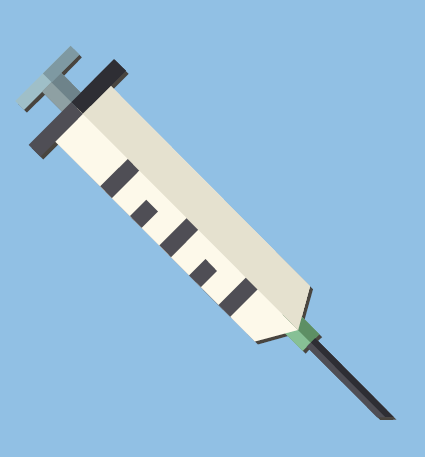 A cartoon rendering of a syringe.