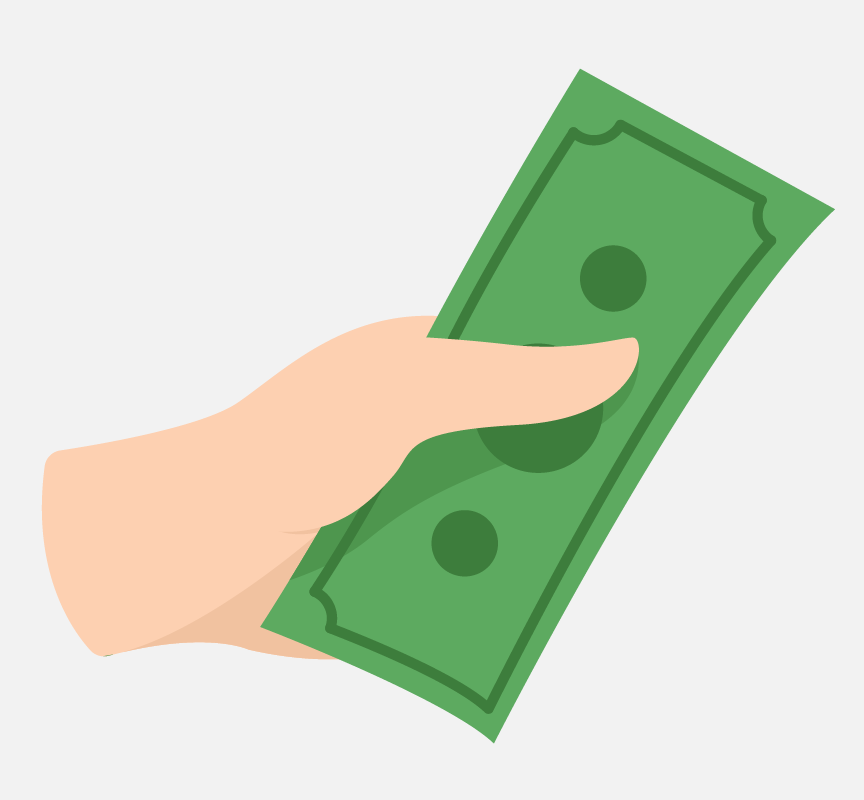 A hand holding money