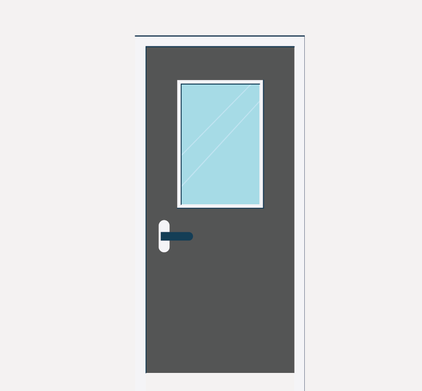 Graphic of a door, it is locked.