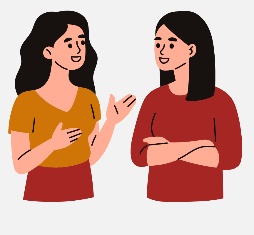 Two woman talking