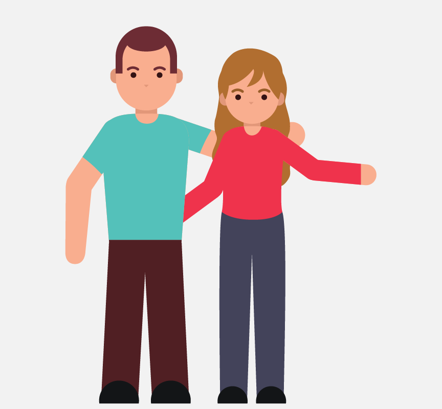 A man and a woman standing with their arms around each other.
