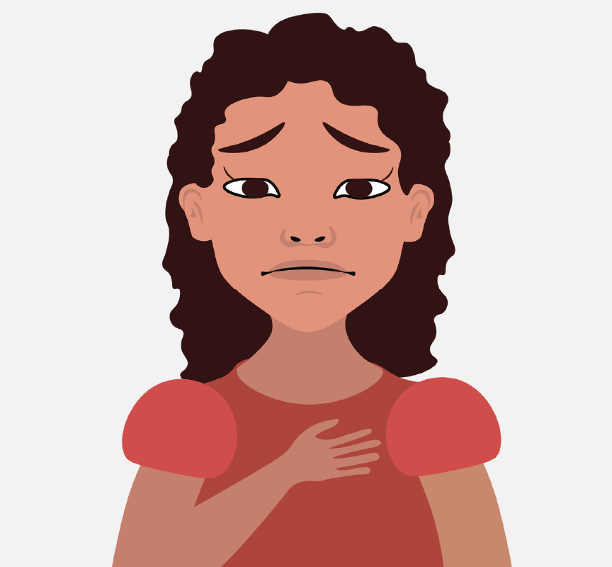 Graphic of a worried-looking woman