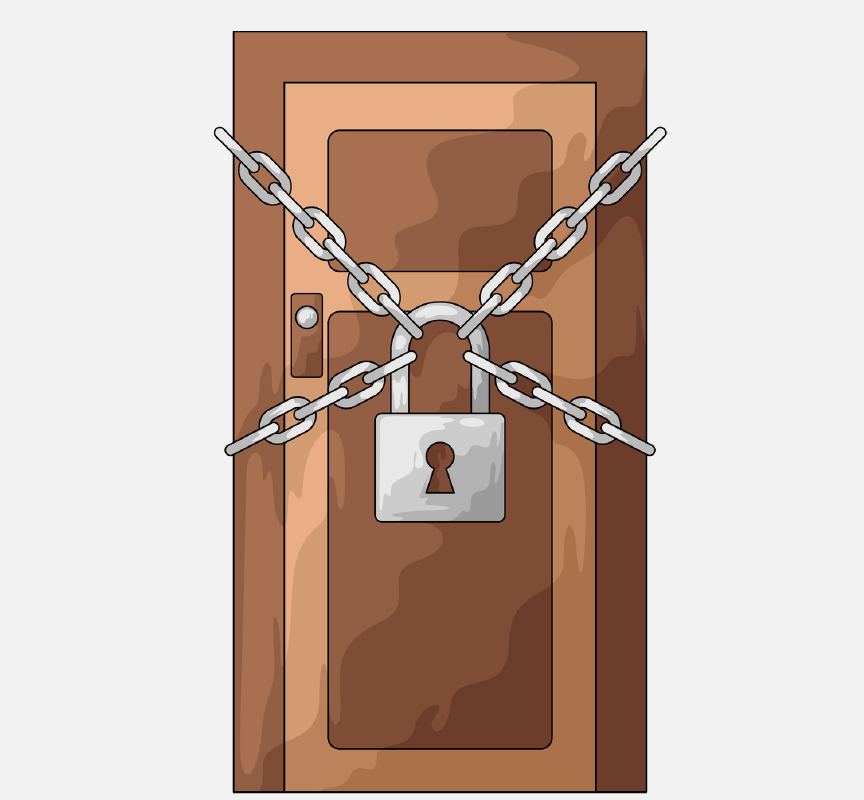 A door that is chained and locked