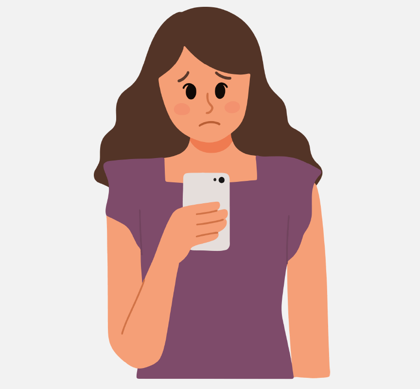 Graphic of a woman holding a cell phone.