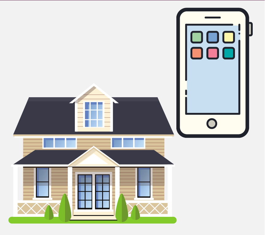 An image of a house and a cell phone