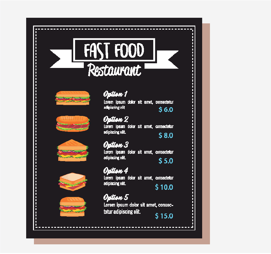 Graphic of a menu with the words 