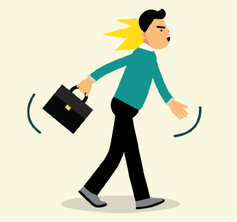 A man is taking his things and leaving in a huff.
