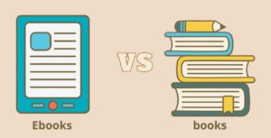 Graphic of books vs. Digital Tablet