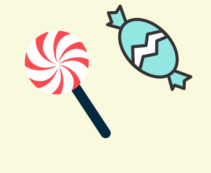 A lollipop and a hard candy.