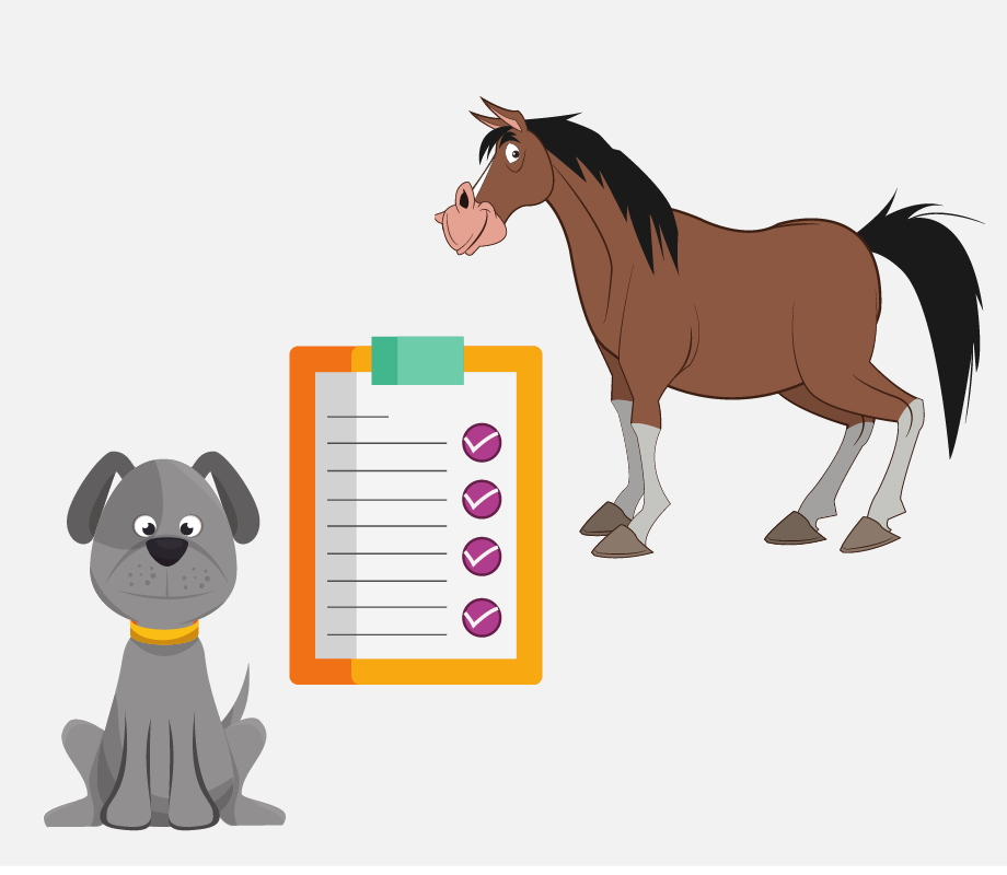 A dog, a horse, and a checklist.