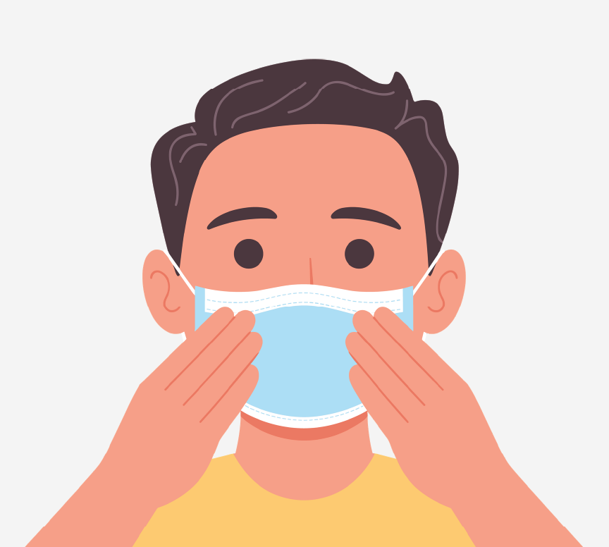 A boy wearing a face mask.