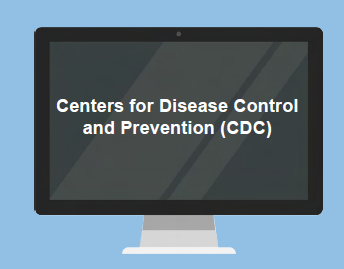 A computer monitor with text saying 'Centers for Disease Control and Prevention (CDC).'