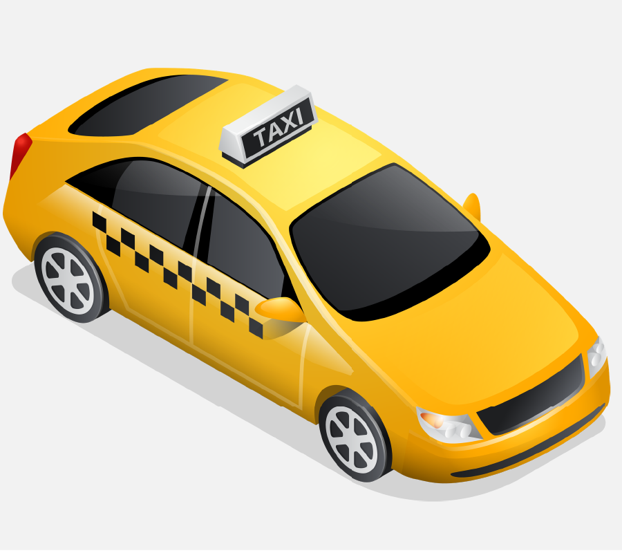 Cartoon representation of a taxi.