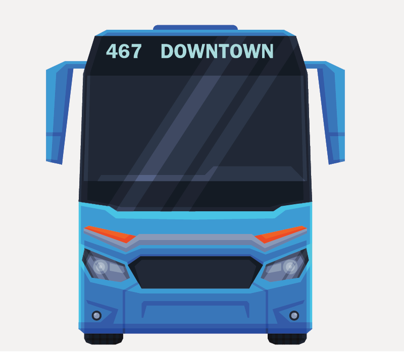 A bus reading 
