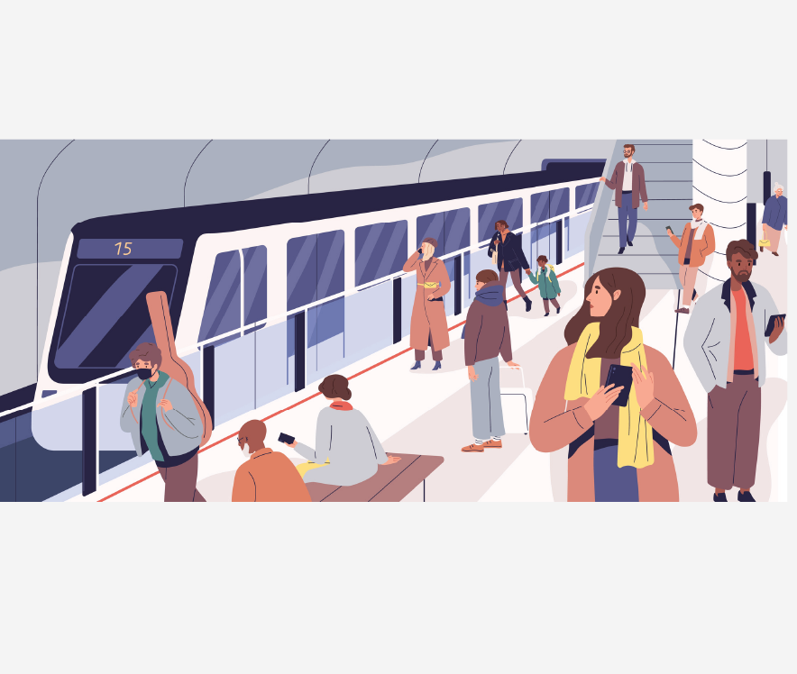 A crowded subway station.