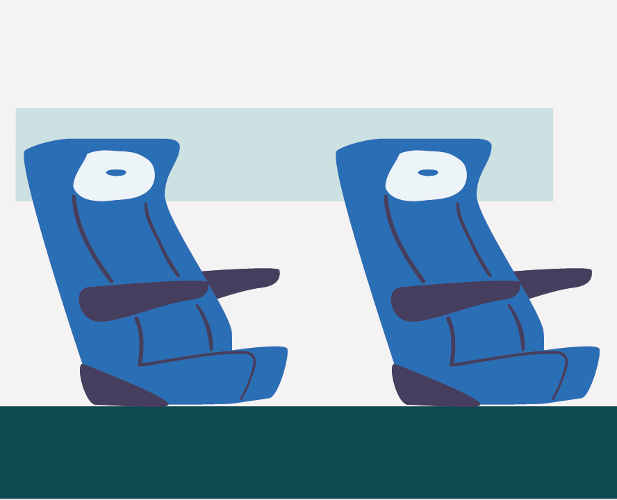 Two empty train seats.