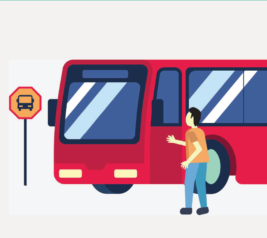 A person standing at the doors of a bus.