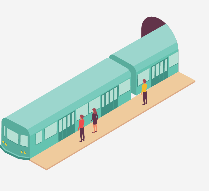 A subway going into a tunnel.