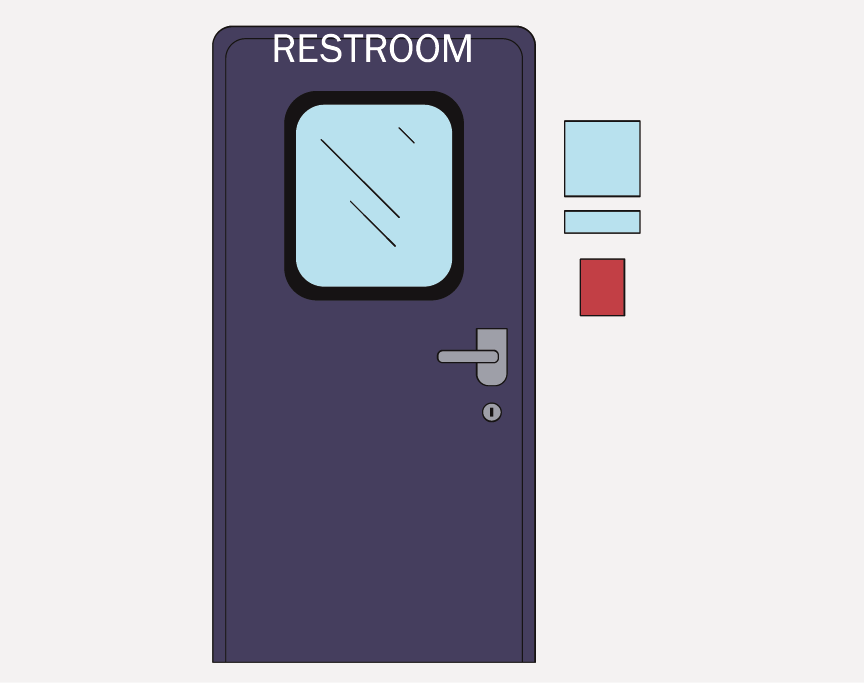 A door to a restroom.