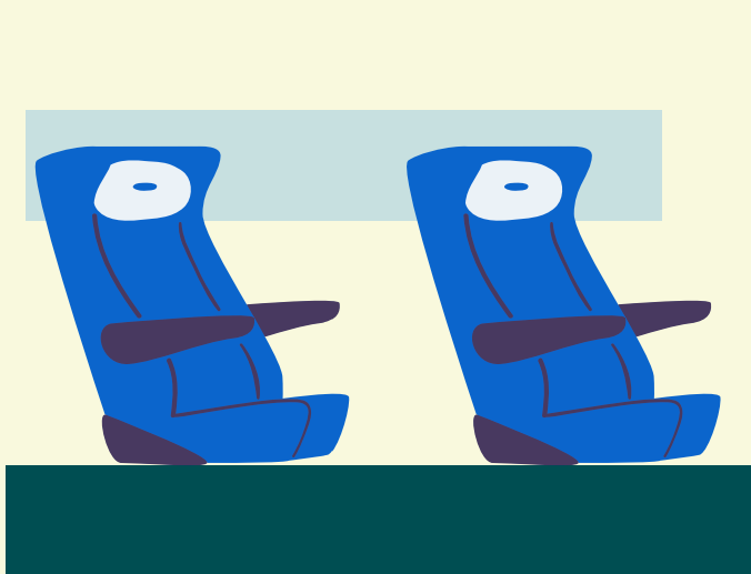 Two empty train seats.