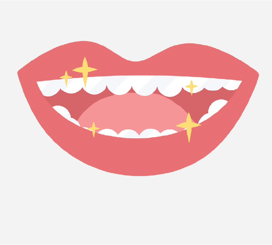 Graphic of a mouth that is clean and sparkling.
