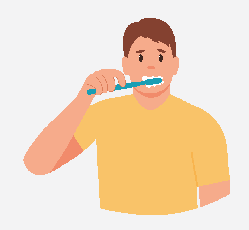 Graphic of a man brushing his teeth.